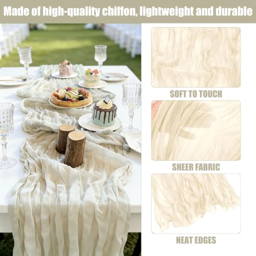 Beige Cheesecloth Table Runner 35 x 120 Inches - 1 Pack