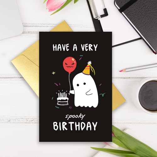 Funny Haunted Ghost Birthday Card for Him Her - Variation #5