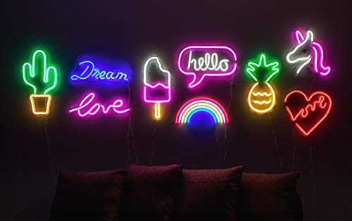 14x14 Red Heart LED Neon Sign - Love Wall Art, Bedroom Decor