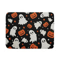 Halloween Dish Drying Mat 18x24 Inch with Pumpkin Ghost Design, Reversible Microfiber, Fast Dry Kitchen Mat - Black & Orange