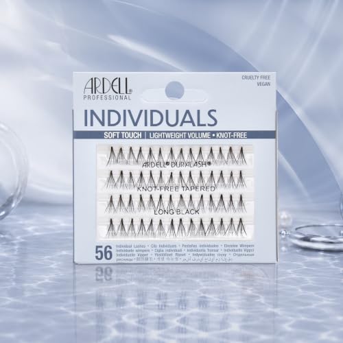 False Eyelash Clusters - Knot-Free Long Black Individual Lashes, Natural Look, 56 Pack - Soft Touch Variations