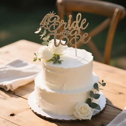Orange Glitter Bride To Be Cake Topper - Bridal Shower & Bachelorette Decor