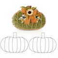 3 Pieces Fall Pumpkin Wreath Frame - 15 x 11 Inch Metal Wire Halloween & Thanksgiving Decor Variation of 3