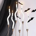 Ghost White Halloween Candle Taper Set - Indoor Spooky Decor for Tables & Mantel