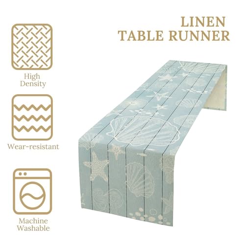 Summer Ocean Beach Starfish Table Runner 13x36 Inches - Nautical Farmhouse Decor
