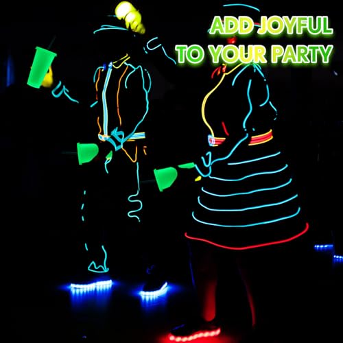 Glow in the Dark Halloween Cups - 24 oz Fluorescent Green, 30 Pack with Lids & Straws
