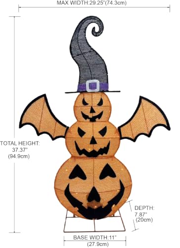 Outdoor 3-Tier Lighted Jack-O-Lantern Pumpkin Halloween Decor
