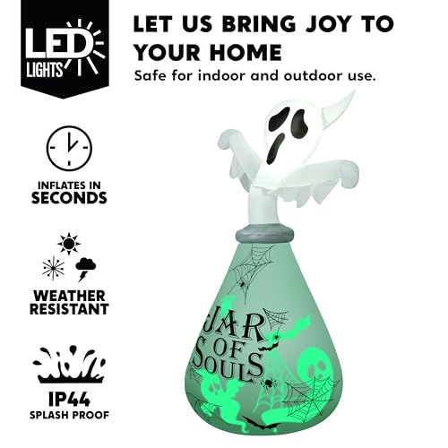 6 Ft Inflatable Halloween Ghost with Green Projecting LED for Outdoor Yard Décor