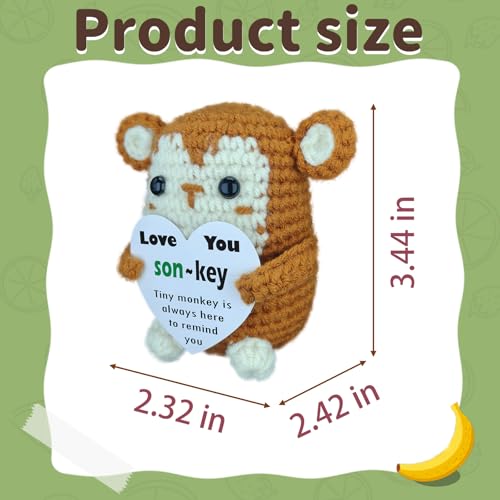 Mini Crochet Monkey Gift for Son - Handmade Animal Desktop Decor, Graduation & Birthday Gift
