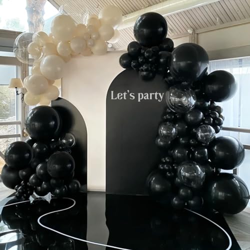 Black Balloon Arch Kit - 134pcs Matte Latex Garland with Accessories