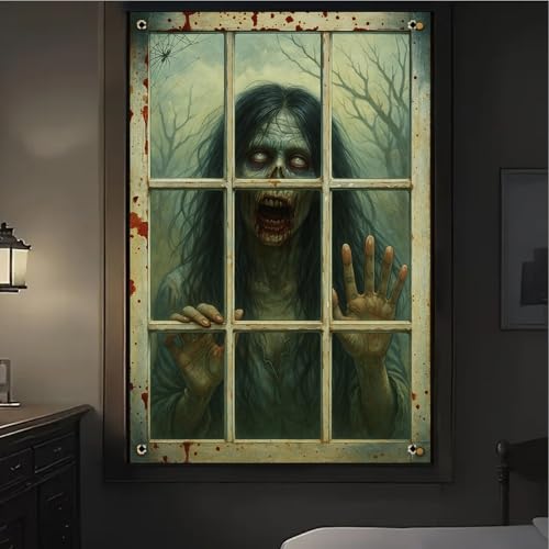 Halloween Zombie Window Cover - 31x47 Inch Polyester Decor - Colorful#3