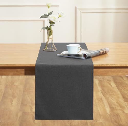 Modern Black Grey Cotton Table Runner 13 x 90 Inches - Farmhouse Style
