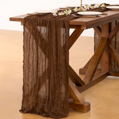 Brown Cheesecloth Table Runner 10ft x 15pcs Fall Boho Wedding Party Decor