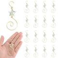 Christmas Ornament Hooks with Pentagram Bead Set - Gold & Light Green, 30 pcs