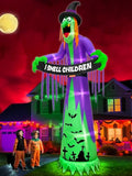 12FT Giant Halloween Inflatable Witch with LED Lights & Banner for Outdoor Decor