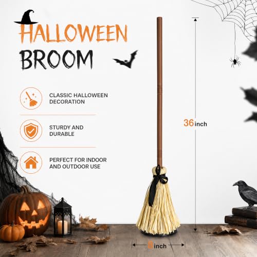 Floating Animated Witch Broom Halloween Decor - 36 Inches