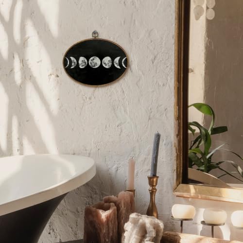 Moon Phase Oval Wall Art Decor - Celestial Canvas Artwork for Home & Bedroom