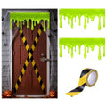 Halloween Green Slime Pattern Door Banner with Caution Tape Set | Eerie Party Decor