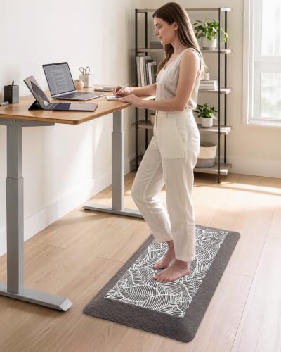 LUMI Anti Fatigue Kitchen Mat - Leaf Brown 40" x 20" Extra Thick Cushioned