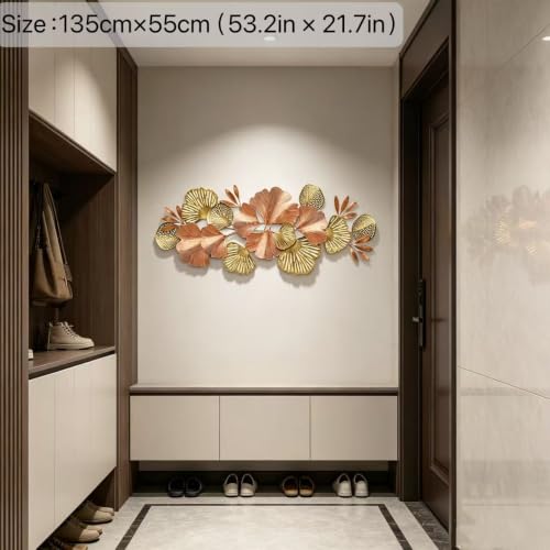 Large Metal Wall Art Ginkgo Leaves - Copper & Gold 3D Wall Decor, Indoor Outdoor Home Accent - Gold Variation