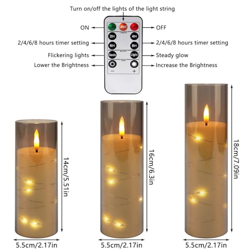 24 Pack Flameless Flickering LED Candles with Timer - Grey, Safe Battery Operated Decor