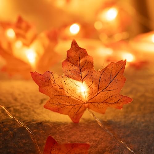 6 Pack Thanksgiving Maple Leaf String Lights - 60FT Indoor Outdoor Fall Decor