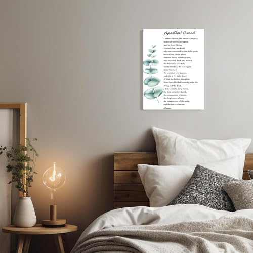 Christian Canvas Wall Art - Apostles Creed Religious Poster, 8 x 12 Inches, White Frame