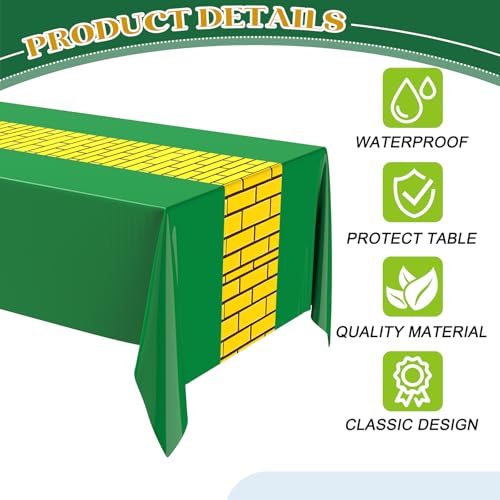 6 Pcs Yellow Brick Disposable Tablecloths 54 x 108 Inch for Party Decor - Variation 6
