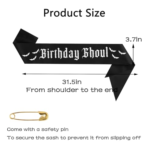 Gothic Birthday Sash with Bats - Spooky Halloween Party Accessory