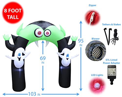 8 FT Halloween Inflatable Vampire Monster Archway with LED Lights