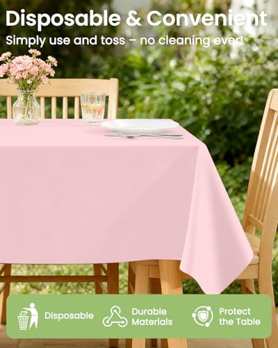 Disposable Pink Plastic Tablecloth 54x108 Inches - Pack of 4 for Events