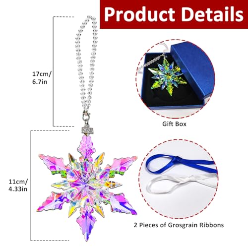 Large Colorful Crystal Snowflake Christmas Ornament 2026 - Keepsake Gift