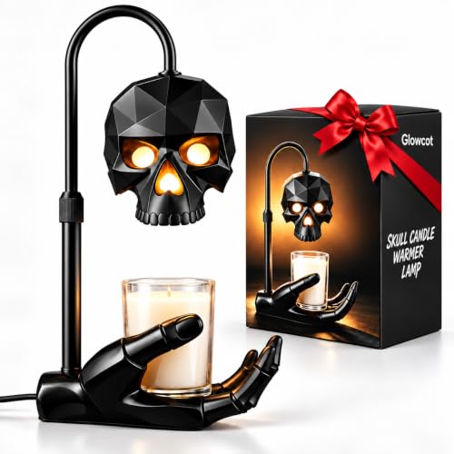 Glossy Gothic Skull Candle Warmer Lamp with Timer & Dimmer - Home Decor