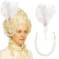 White Victorian Feather Pearl Hair Accessory Set - Halloween Costume