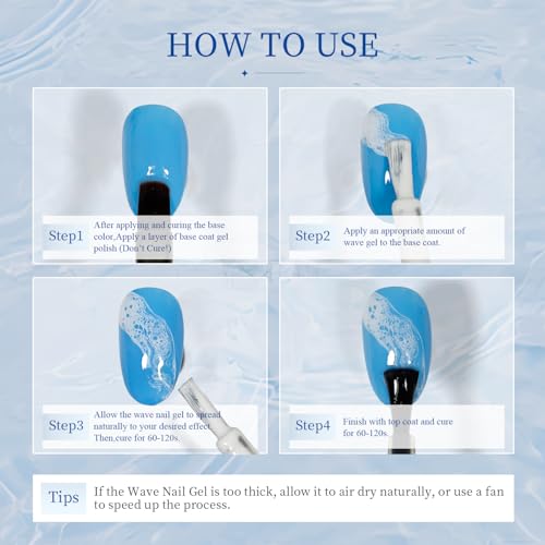 JODSONE Ocean Wave Blooming Gel Nail Polish B1501 - White Wave Effect, 16.5ml