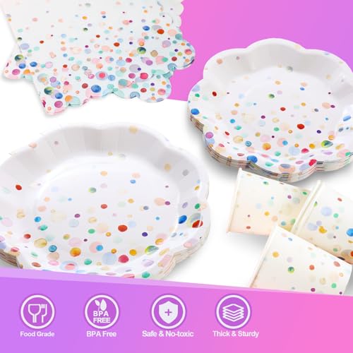 Colorful Birthday Plates and Napkins Set - Confetti Party Supplies for 50 Guests - Variation of THIS listing