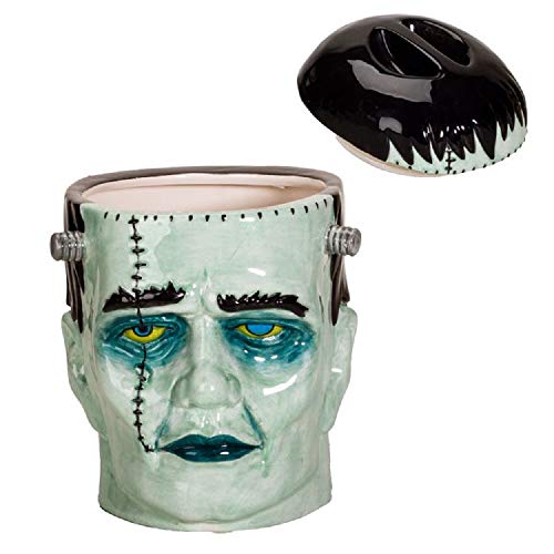 Ceramic Cookie Jar - Frankenstein Head Design, Food Storage, Kitchen Decor