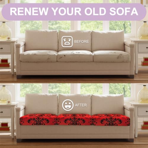 Halloween Skull Couch Cushion Covers 2-Pack - Red Floral Slipcovers for Sofa & Outdoor Furniture, Washable, 27.5 x 25 x 9 Inches (Variation: Red Skull / 2PCS)