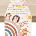 Rainbow Table Runner 13x36 Inches - Rustic Colorful Cartoon Animal Boho Decor