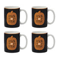 Halloween Porcelain Mug Set for 4 - 10oz Trick or Treat Motif - Vintro Collection