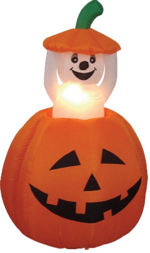 4 Ft Animated Halloween Inflatable Pumpkin and Ghost Decor