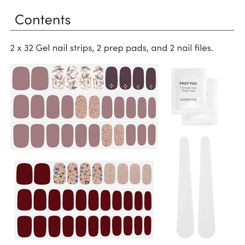 Fall Florals Collection Nail Strips Bundle - Glossy Gel Stickers, 2 Sets - UV Free & Chip Resistant