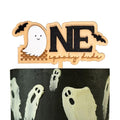 Black Spooky Ghost Cake Topper for First Birthday Halloween Decorations - Handcrafted Wood