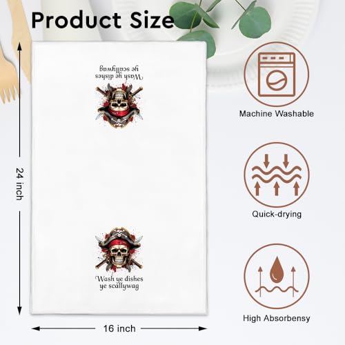 WUUCK00 2pcs Halloween Skeleton Kitchen Towels - White9