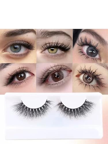 Sunniess 3D Faux Mink Eyelashes - Black + Pink, Wispy Fluffy Volume Lashes