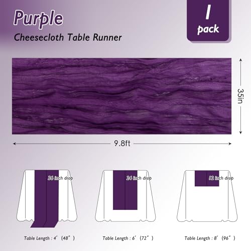 Purple Cheesecloth Table Runner 120 Inch Boho Wedding Decor - Variation of THIS listing