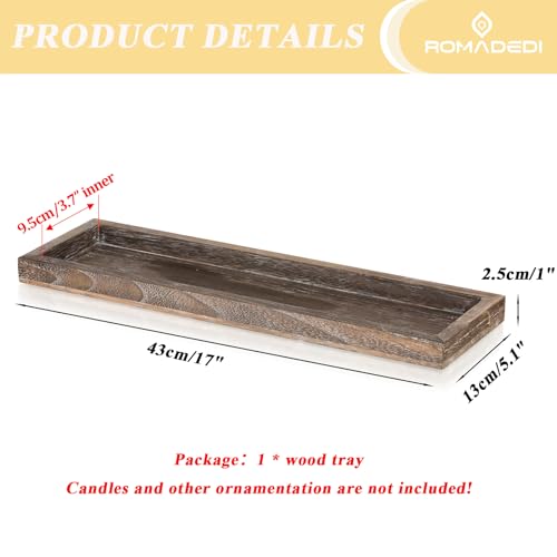 Romadedi Rustic Wooden Candle Tray - 17-Inch Brown Farmhouse Decor