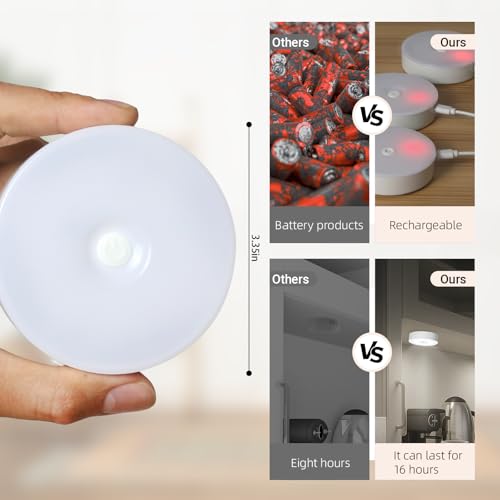 Rechargeable LED Puck Lights with Remote Control 16 Colors, Dimmer & Timer - 6 Pack