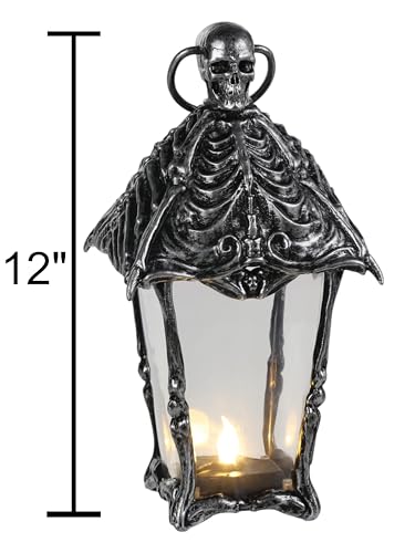 12-Inch Gothic Skull Lantern Halloween Decoration with LED Light