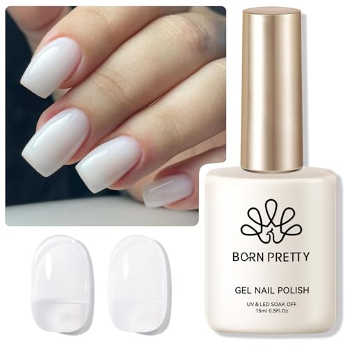 Milky White Gel Polish - Sheer Translucent Neutral Nail Polish - 15ml - Born Pretty Variation